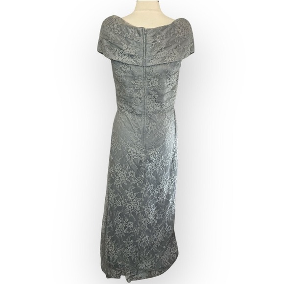 NWT LA FEMME Special Occasion Mother of the Bride Gray Lace Column Gown, Size 14 - Picture 7 of 10